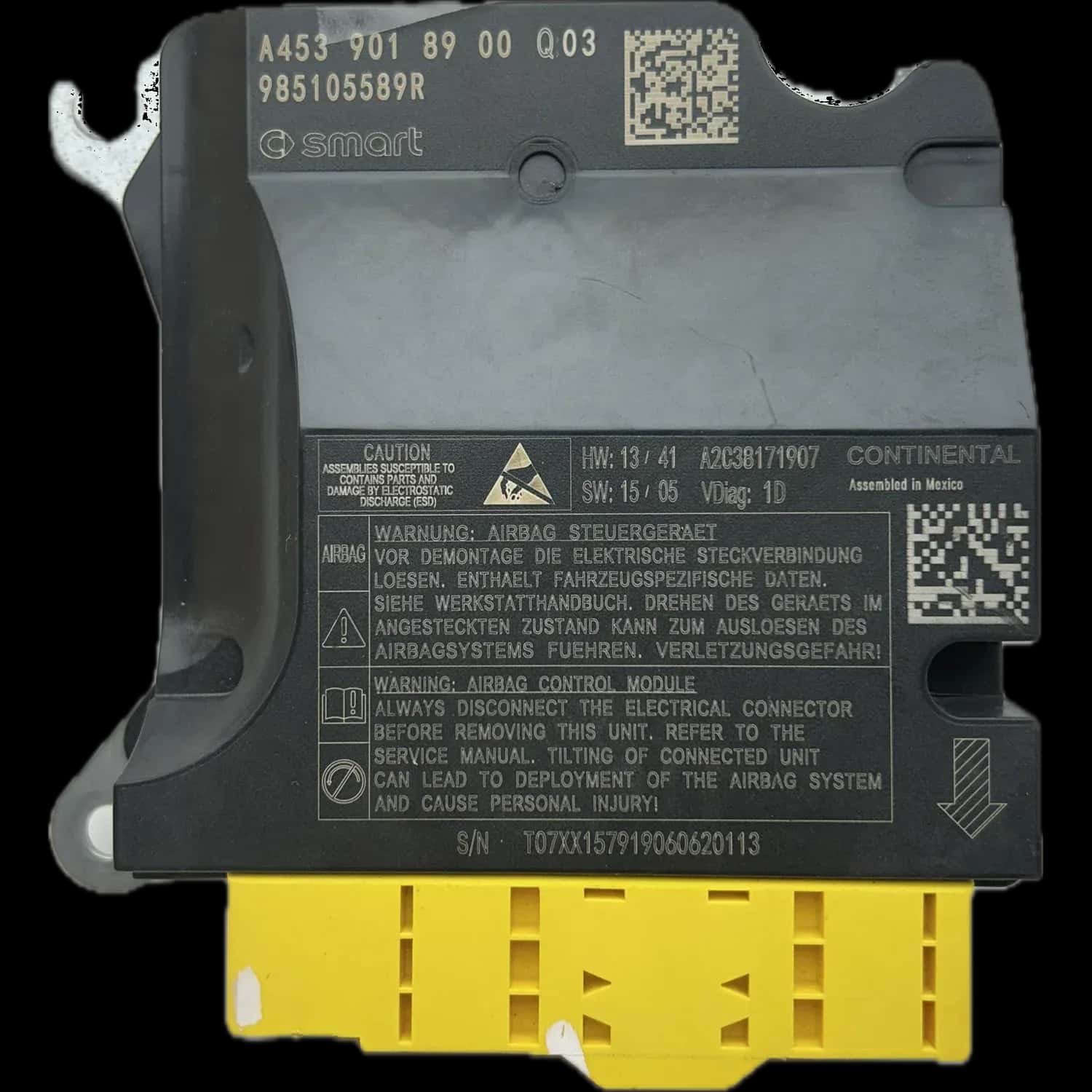 Réparation calculateur airbag Smart Fortwo C453