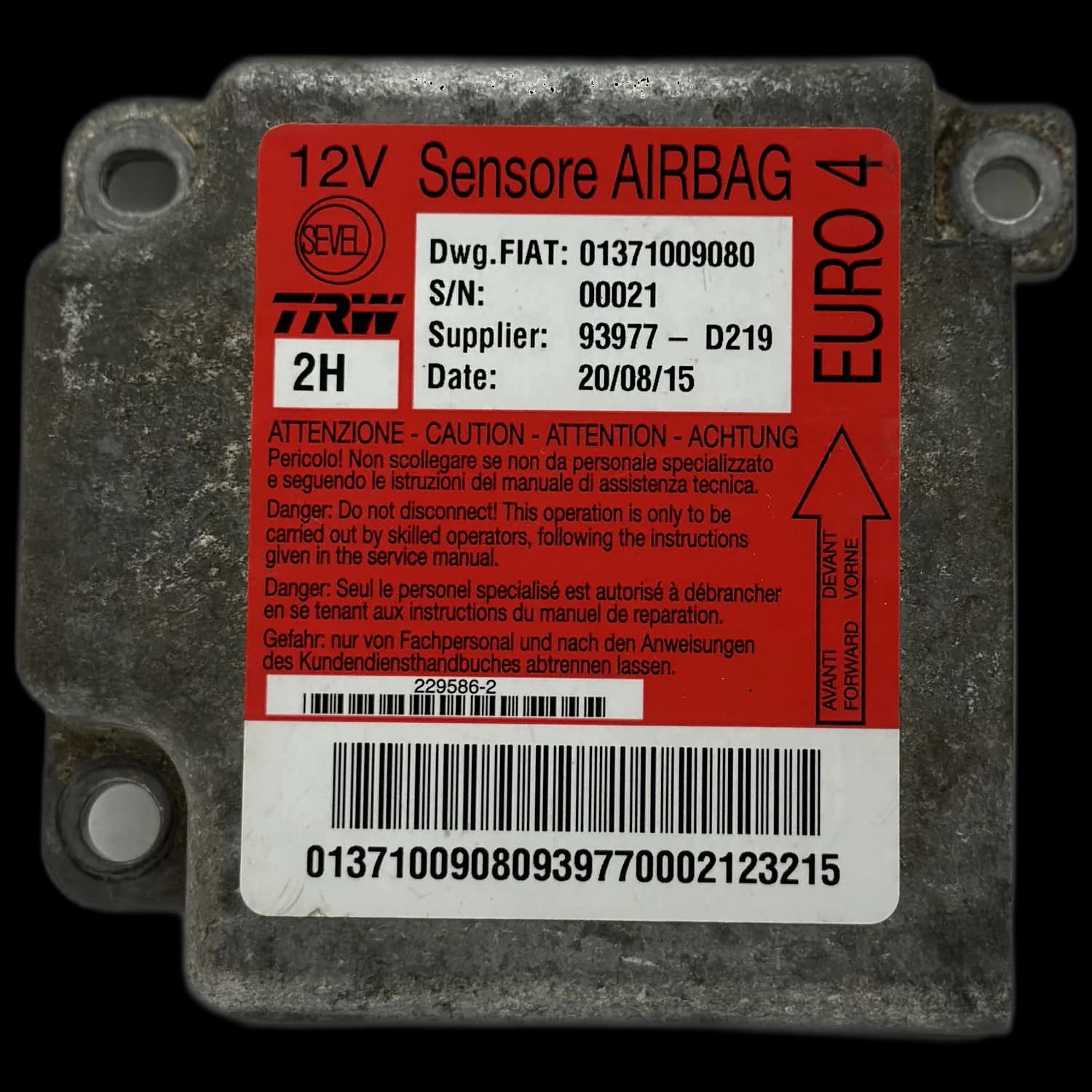 Airbag-Steuergerät 01371009080, Etikett