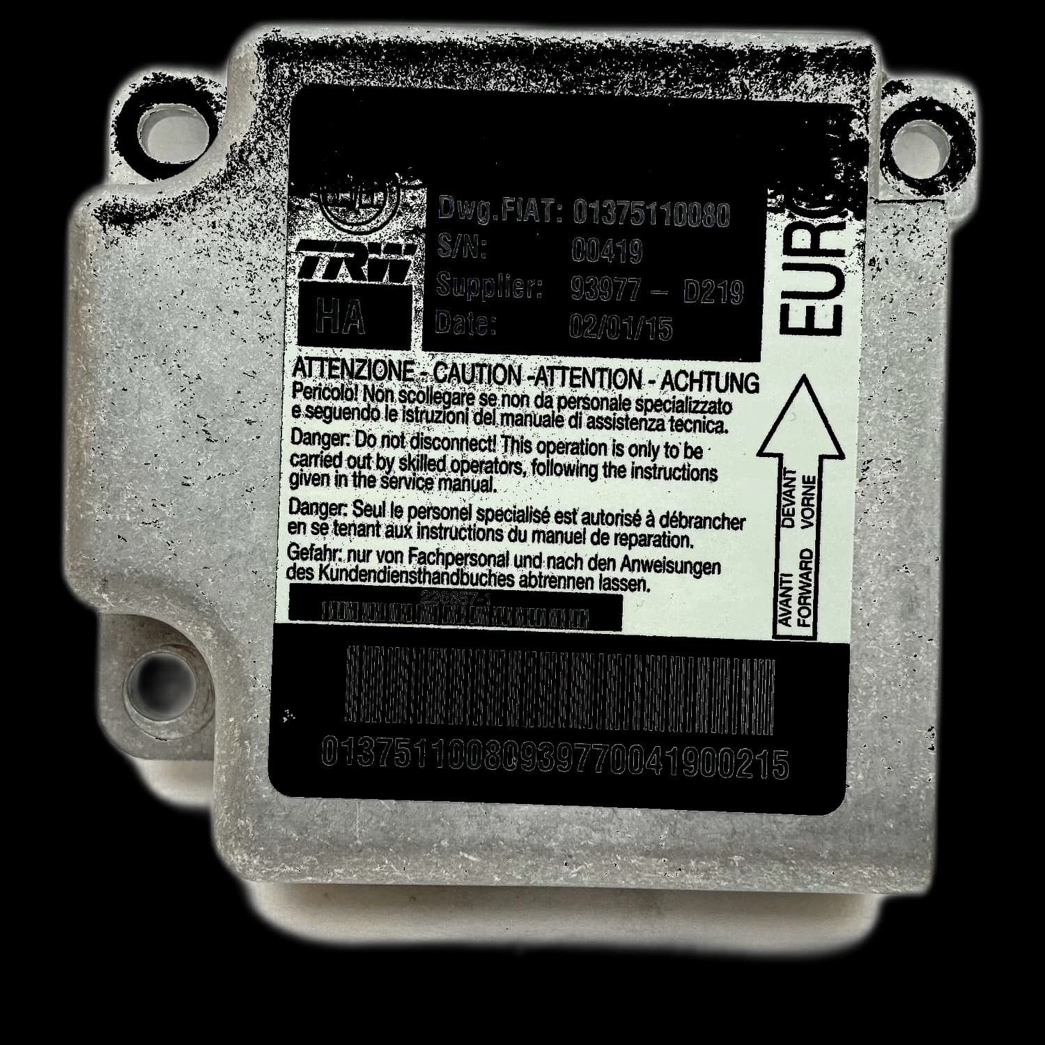 Airbag-Steuergerät 01375110080, Etikett