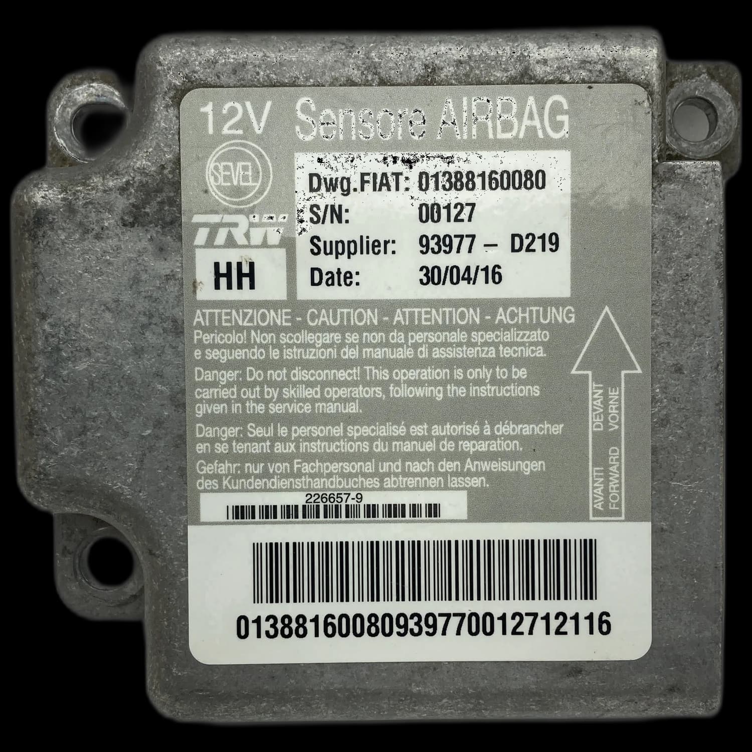 Airbag-Steuergerät 01388160080, Etikett