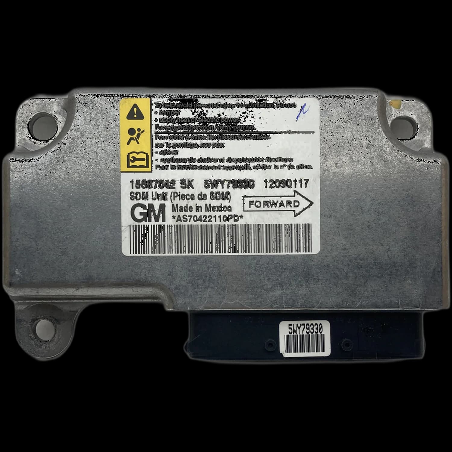 Calculateur airbag 15887042 SK, Étiquette