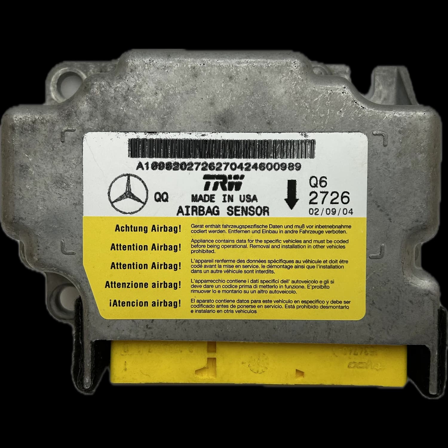 Airbag-Steuergerät A1698202726, Etikett