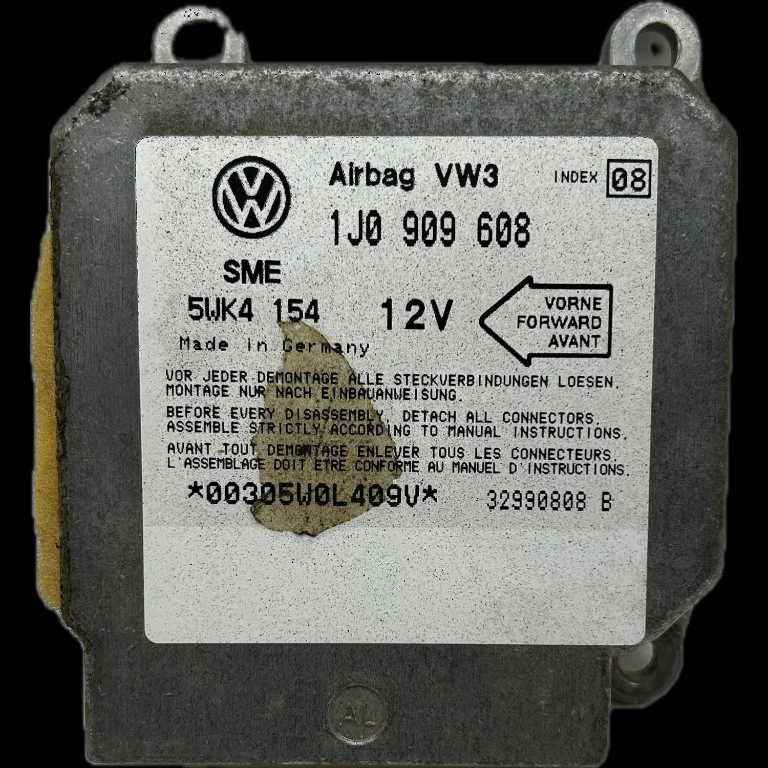 Airbag-Steuergerät 1J0 909 608, Etikett