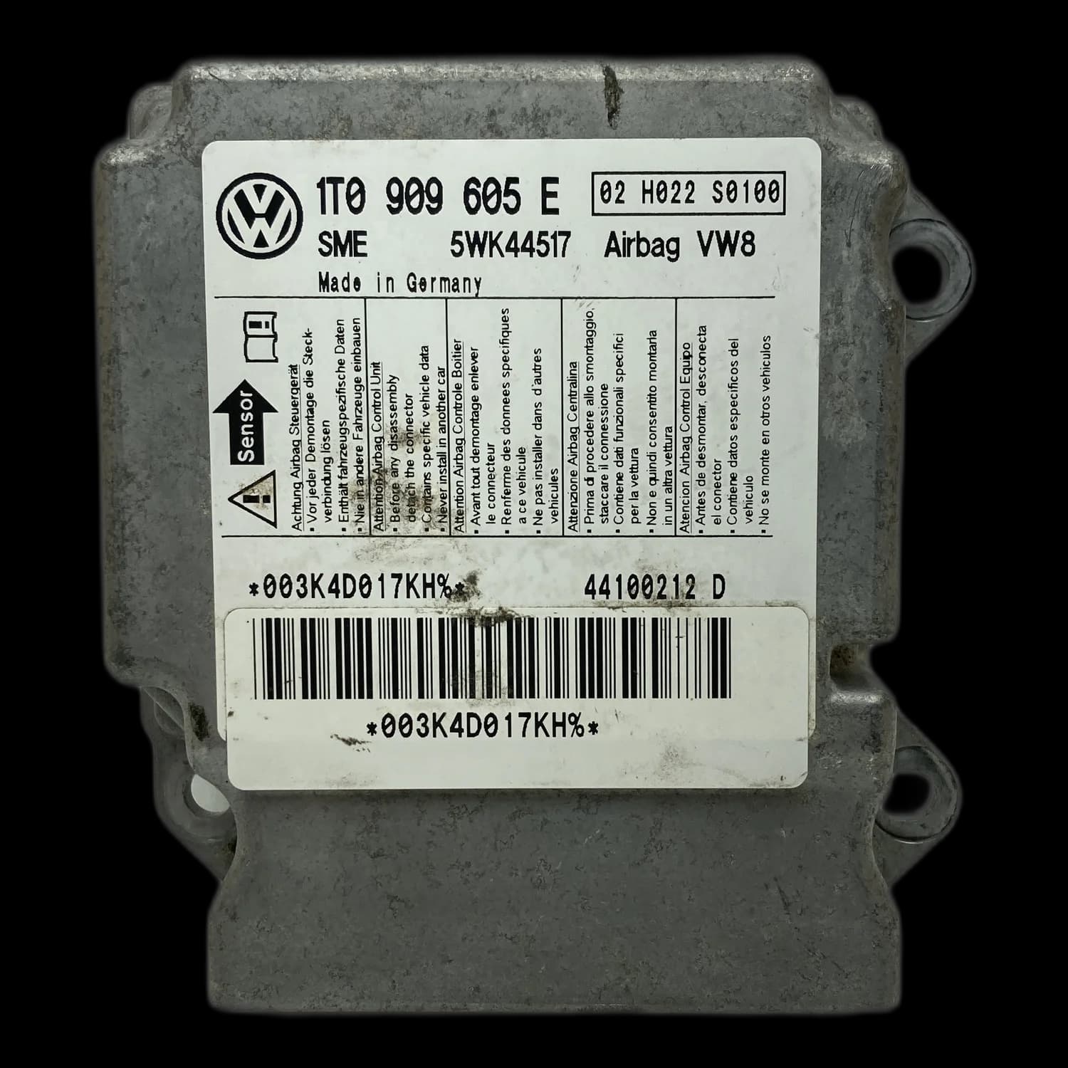 Airbag-Steuergerät 1T0 909 605 E, Etikett
