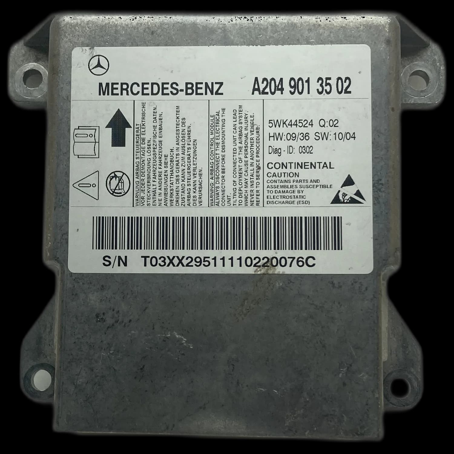 Airbag-Steuergerät A204 901 35 02, Etikett