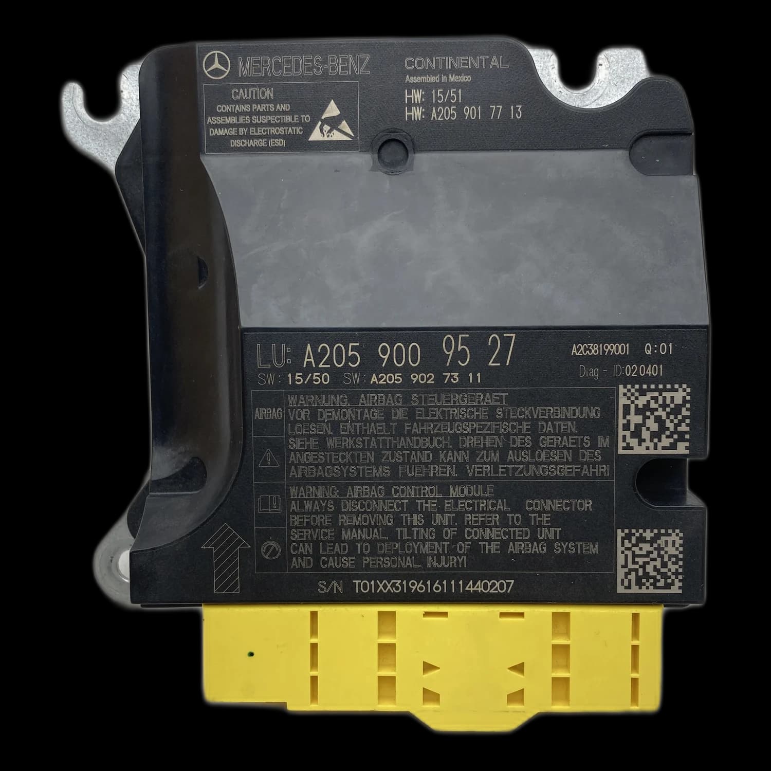 Airbag-Steuergerät A205 900 95 27, Etikett