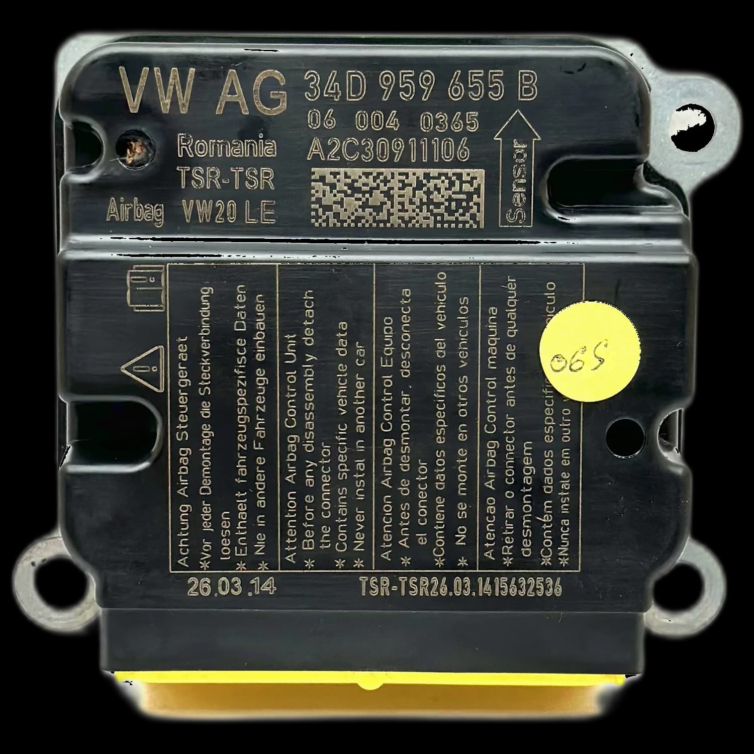 Airbag-Steuergerät 34D959655B, Etikett
