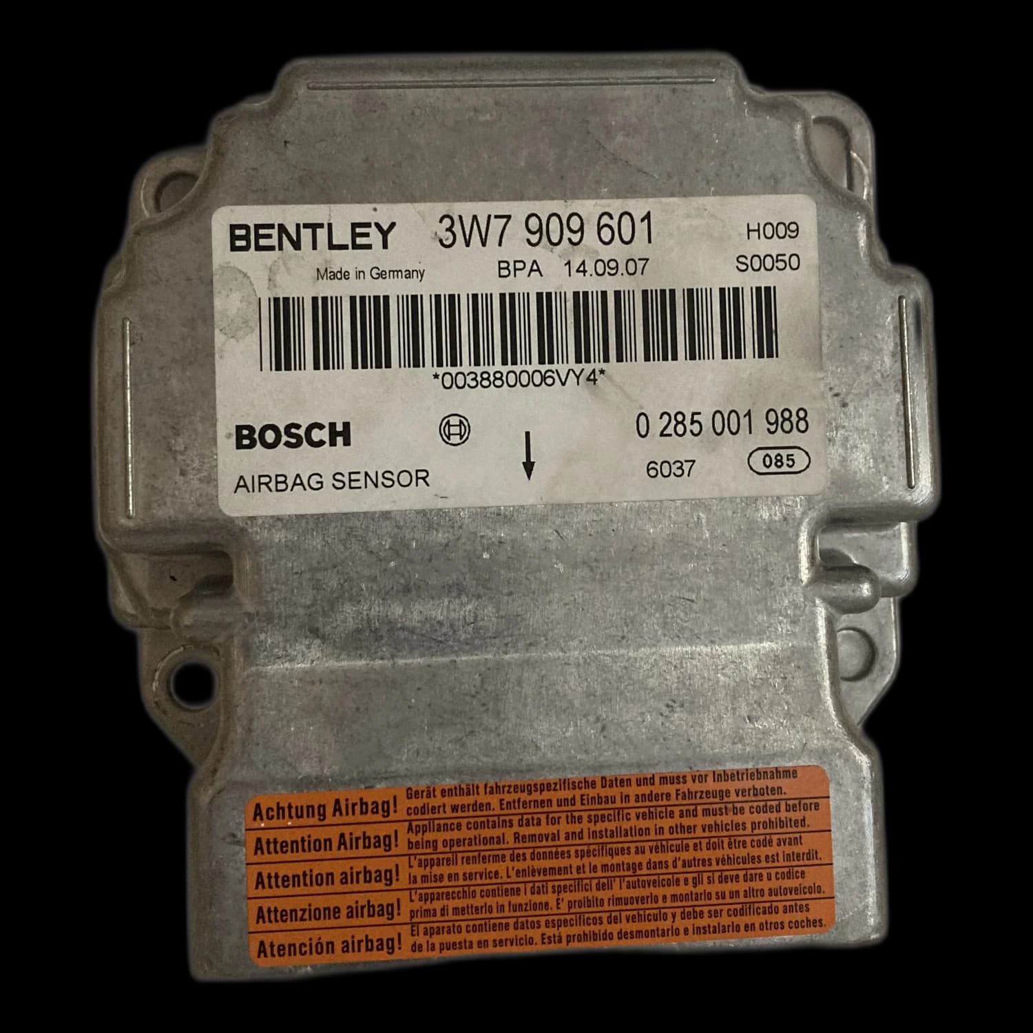 Calculateur airbag 3W7 909 601, Étiquette