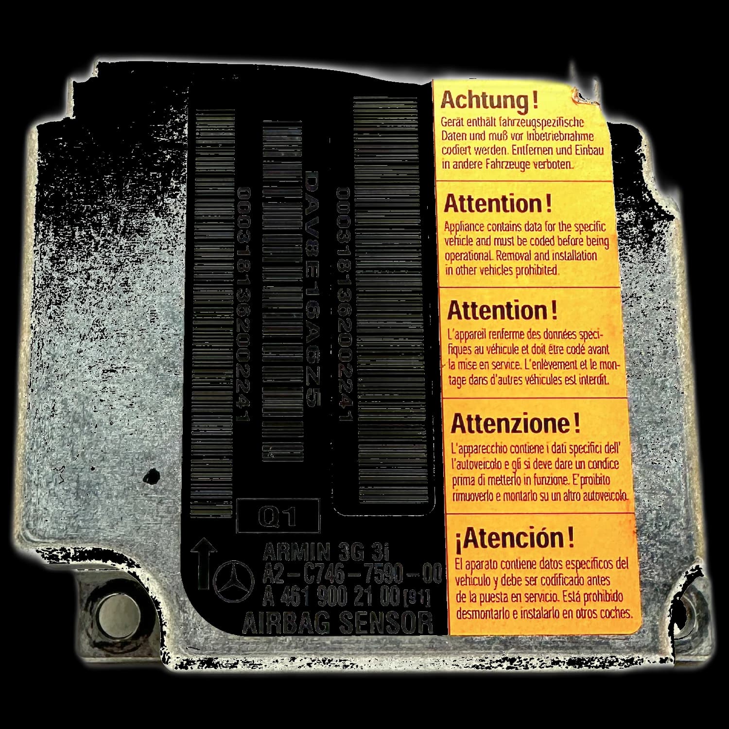 Calculateur airbag A 461 900 21 00 (91), Étiquette