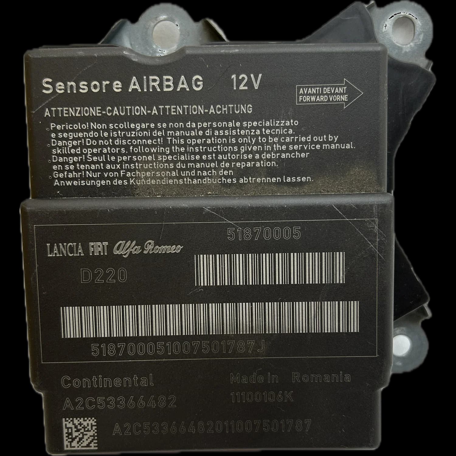 Airbag-Steuergerät 51870005, Etikett