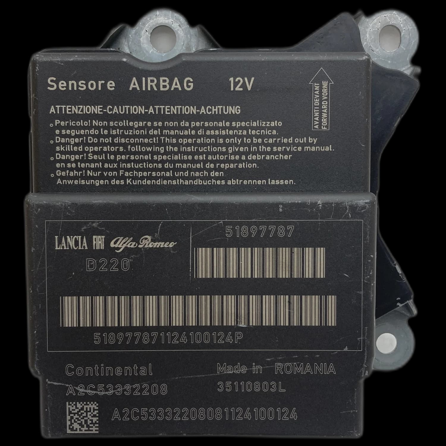 Calculateur airbag 51897787, Étiquette