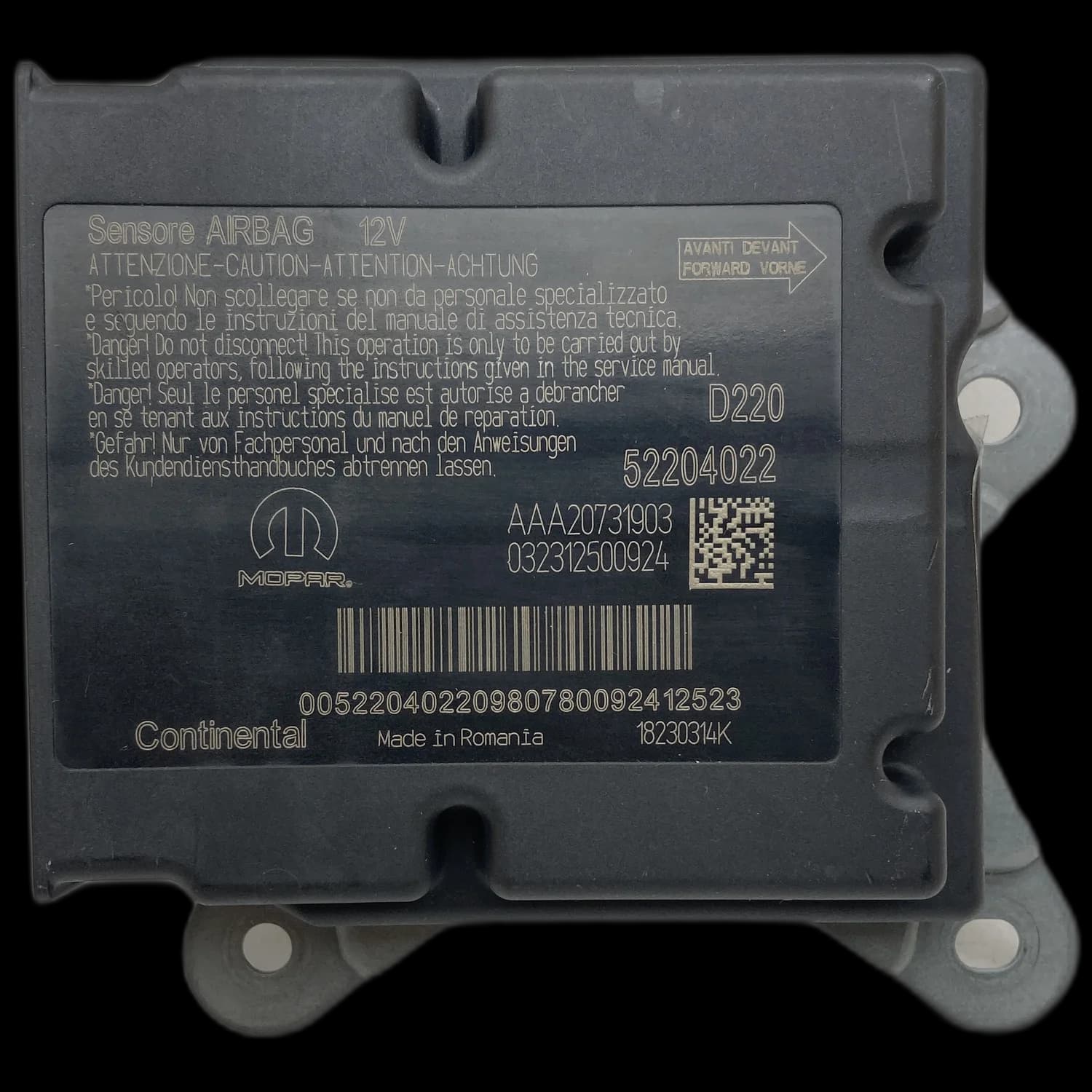 Airbag-Steuergerät 52204022, Etikett