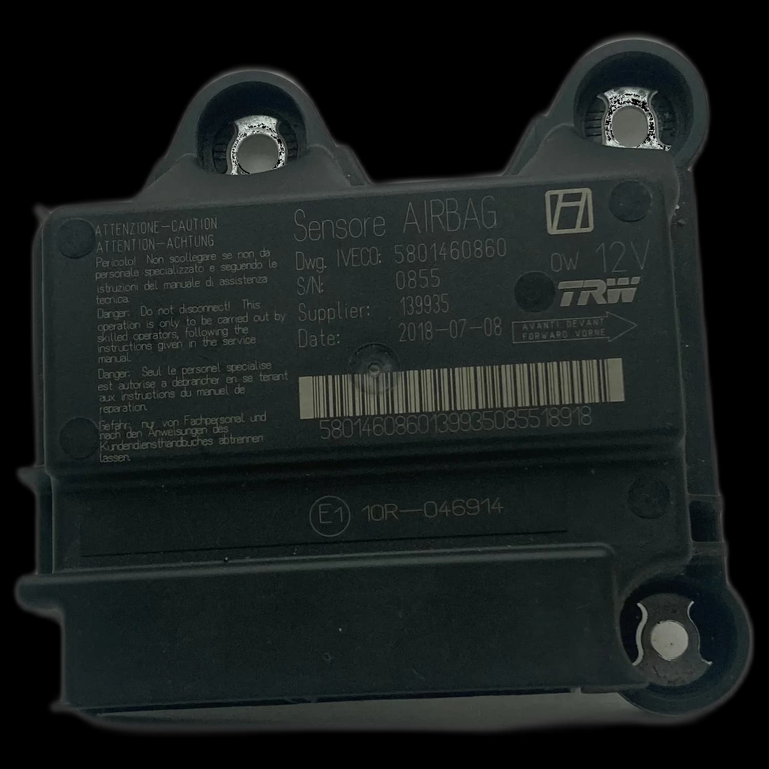 Calculateur airbag 5801460860, Étiquette