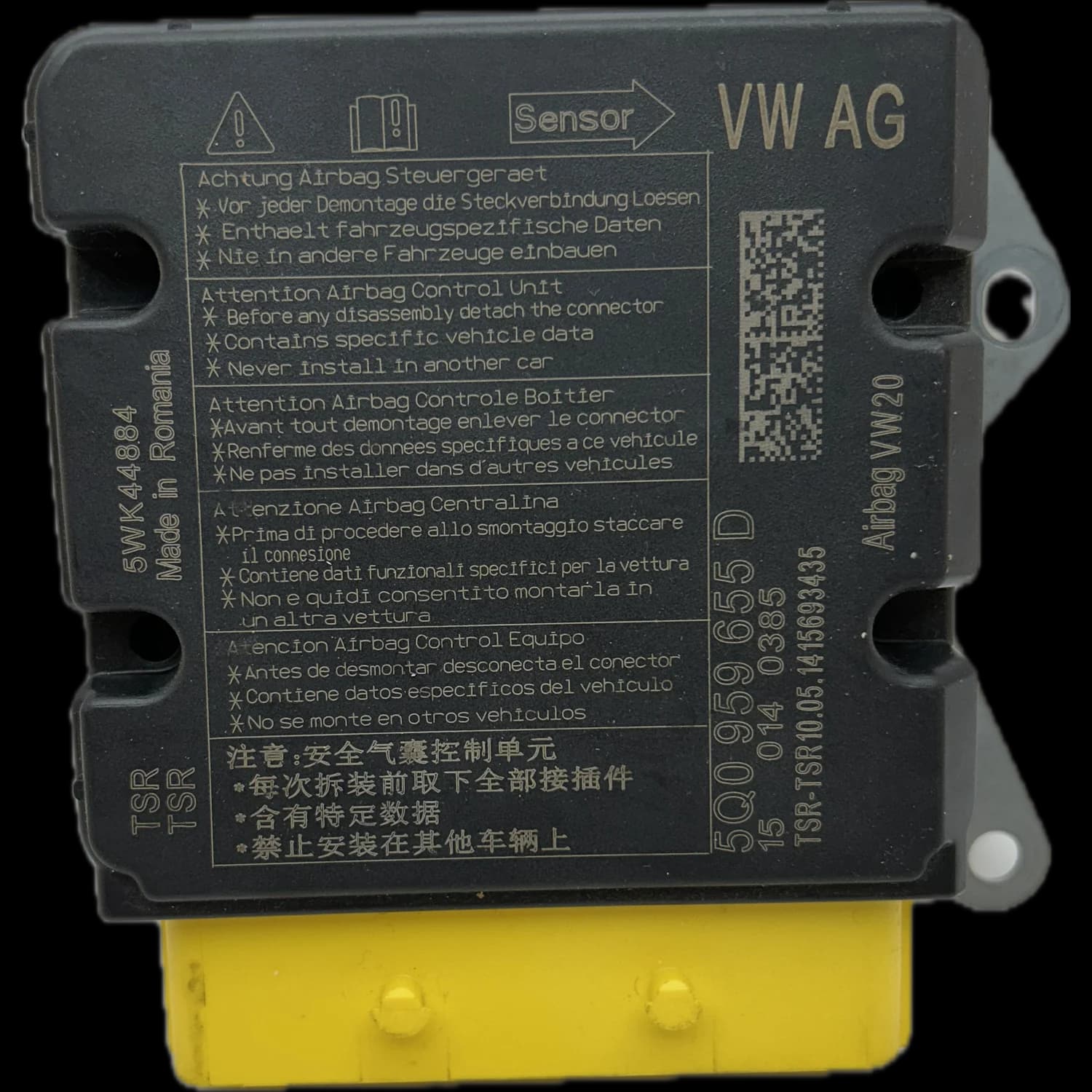 Airbag-Steuergerät 5Q0 959 655 D, Etikett