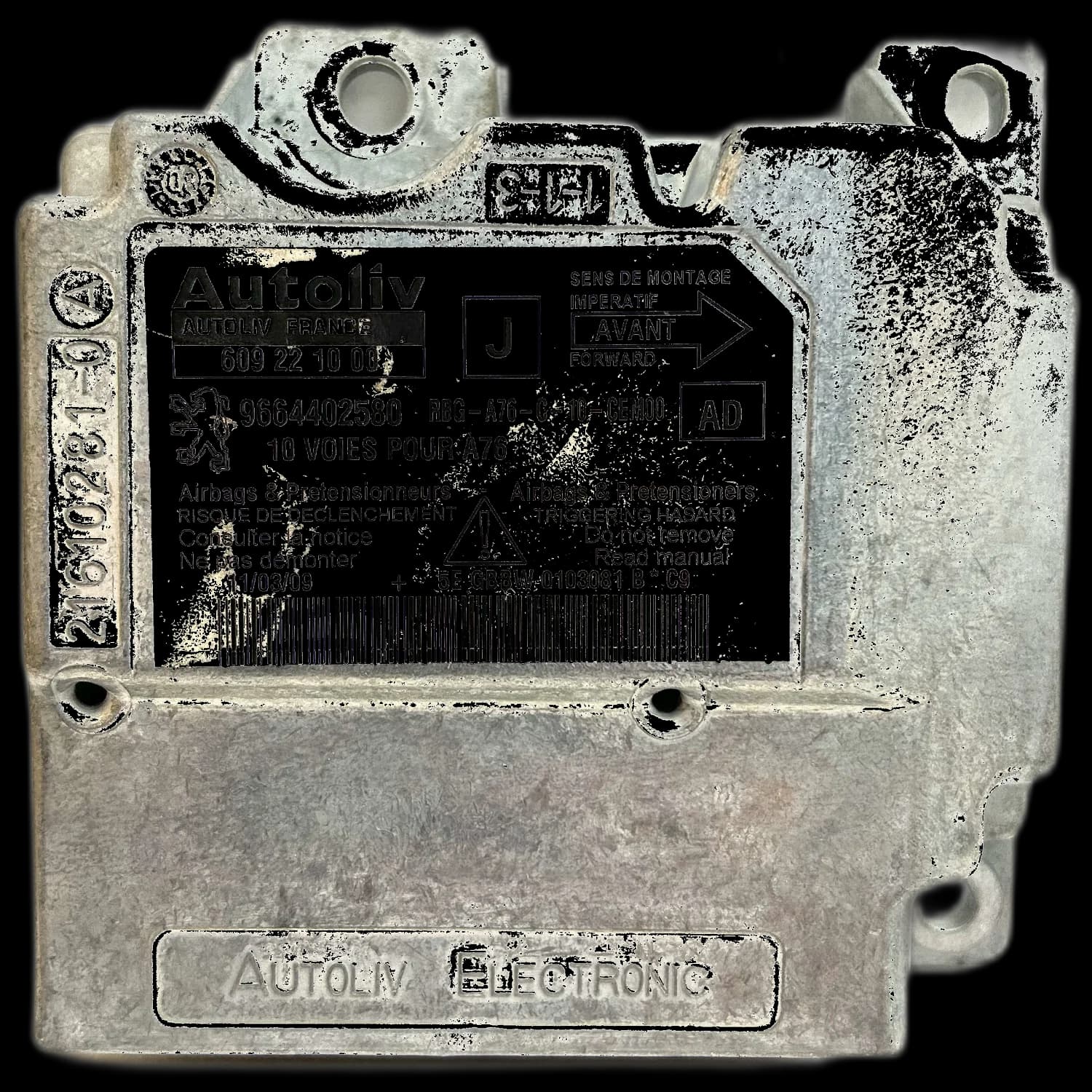 Airbag-Steuergerät 609221000, Etikett