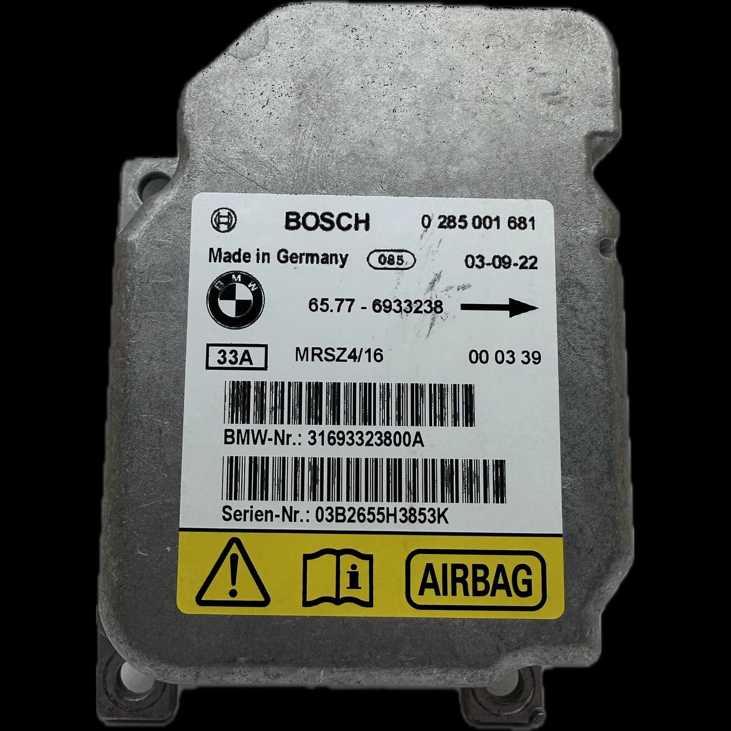 Airbag-Steuergerät 6577-6933238, Etikett