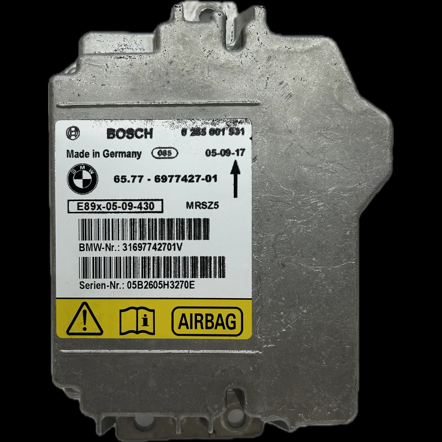 Airbag-Steuergerät 65.77-6977427-02, Etikett