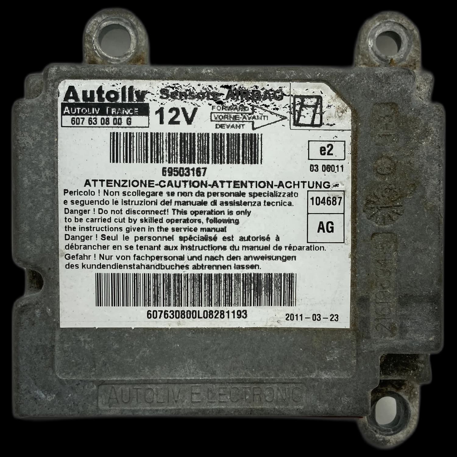 Airbag-Steuergerät 69503167, Etikett