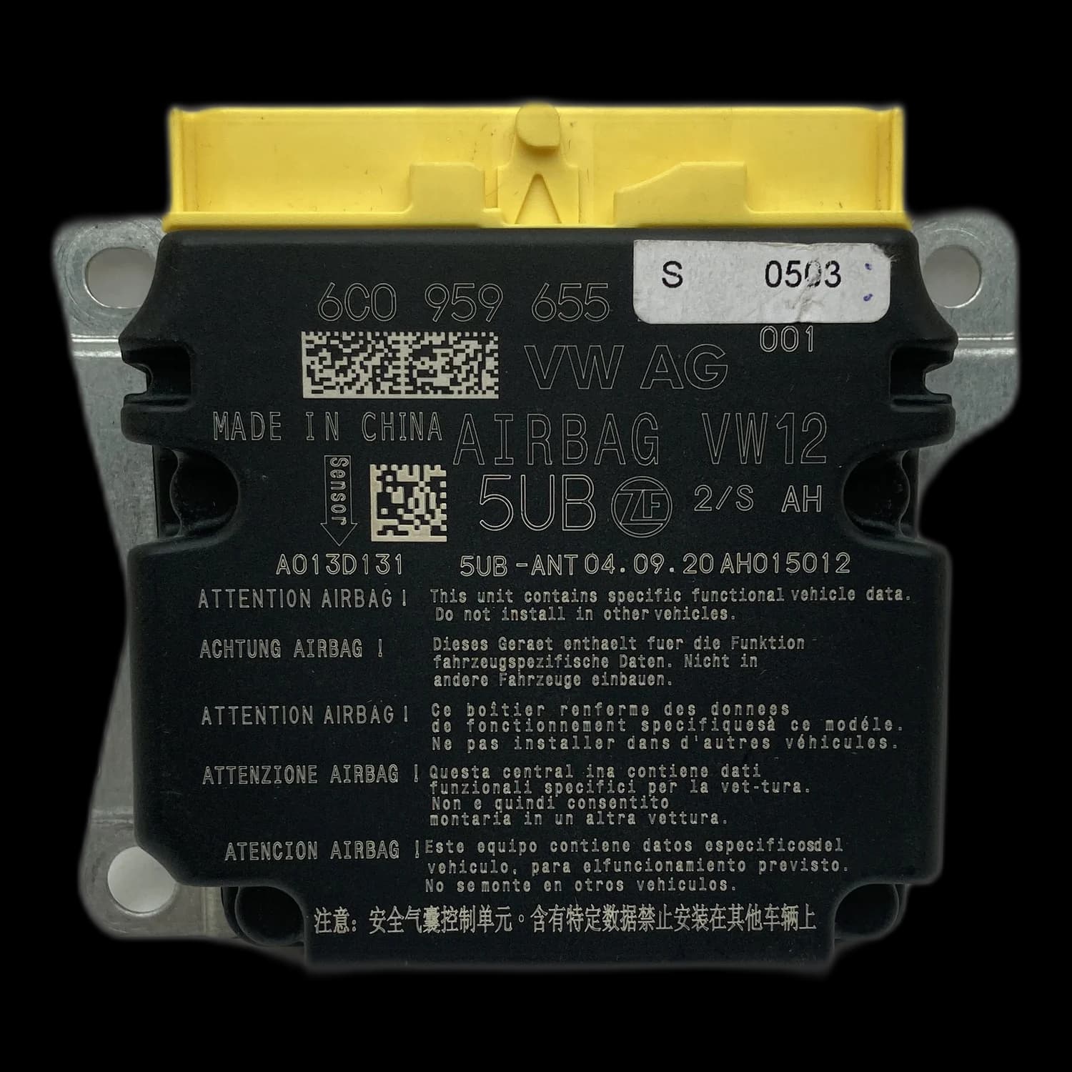 Calculateur airbag 6C0959655, Étiquette