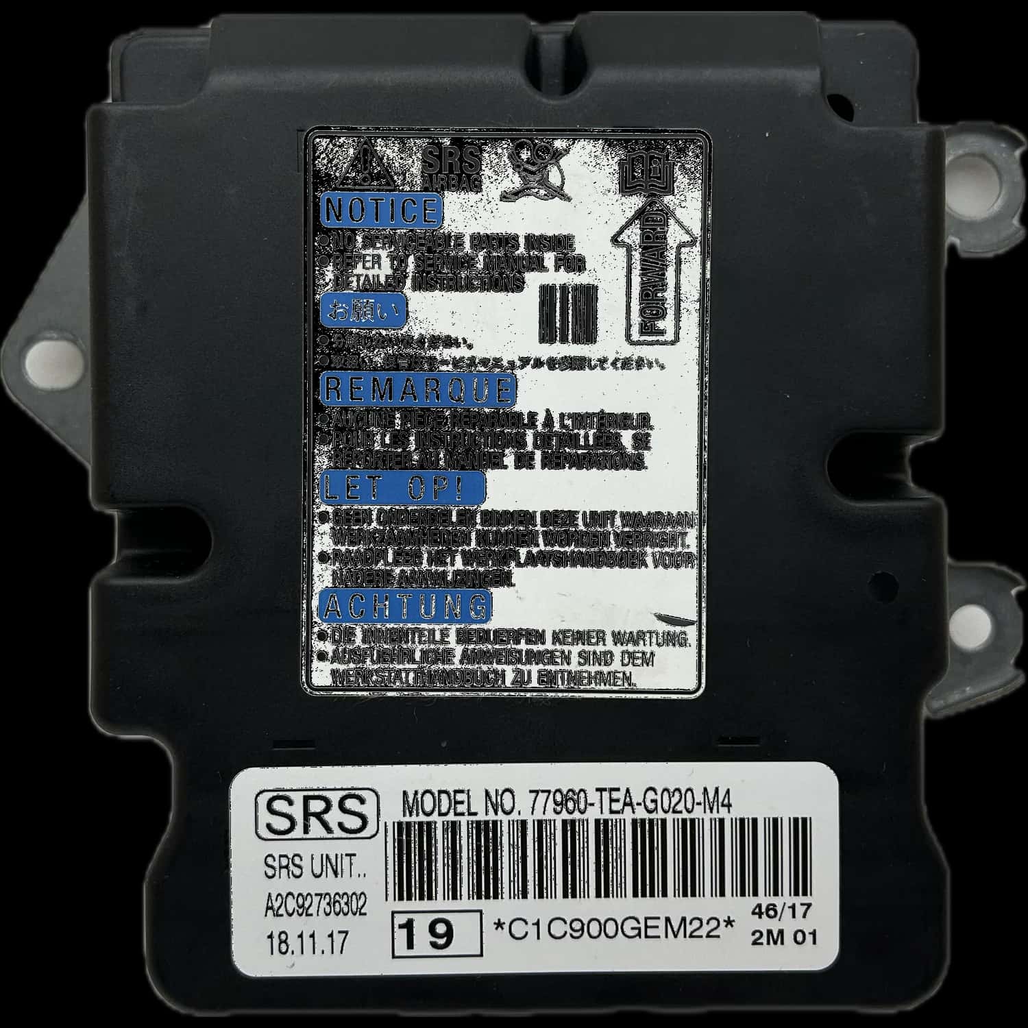 Réparation du calculateur airbag Honda Civic 10e génération