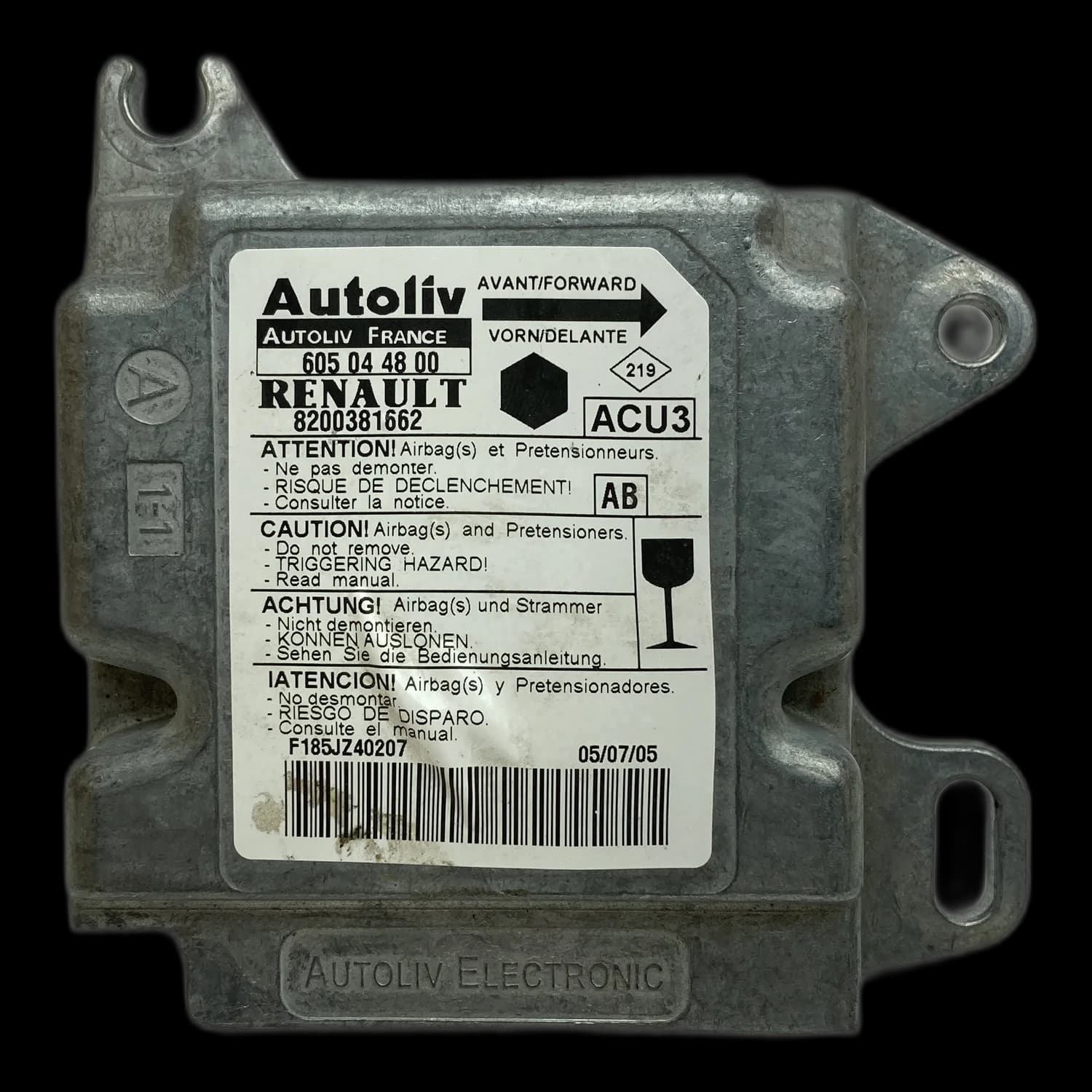 Airbag-Steuergerät 8200381662, Etikett