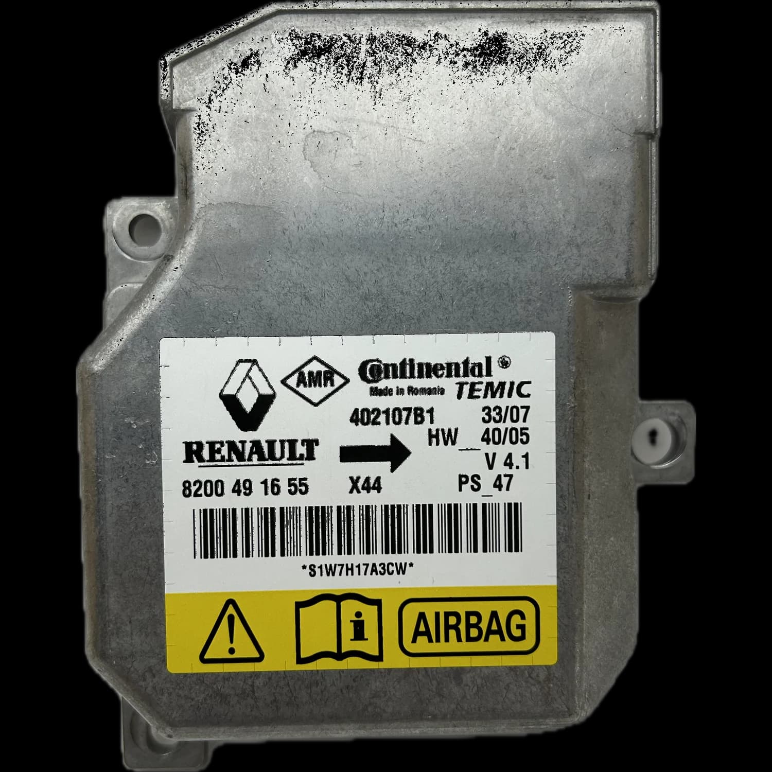 Calculateur airbag 8200491655, Étiquette