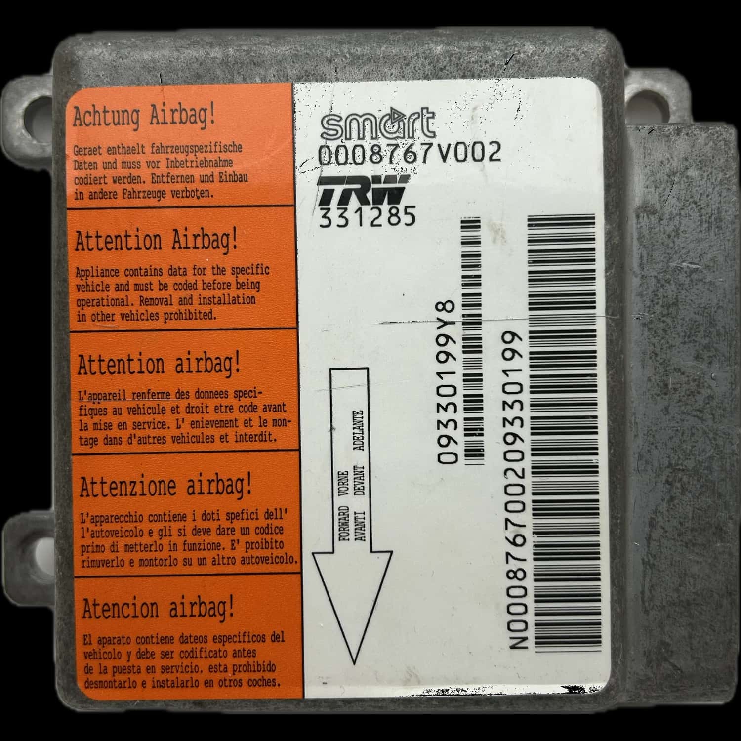 Réparation du calculateur airbag Smart Roadster C452