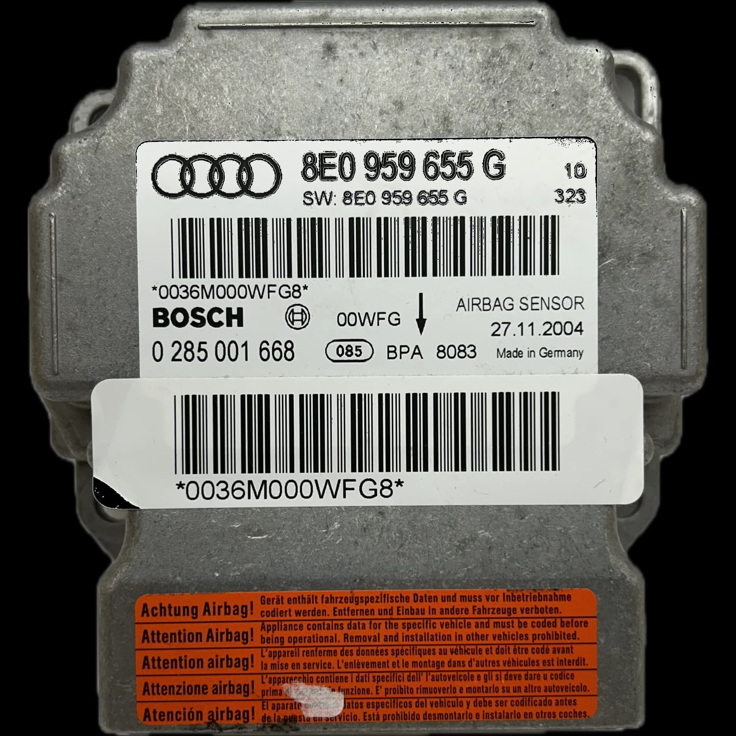 Calculateur airbag 8E0 959 655 G, Étiquette