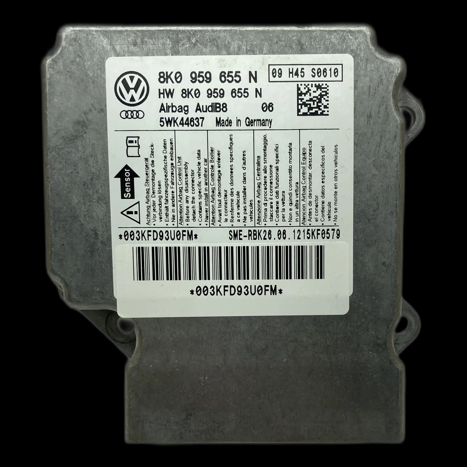 Calculateur airbag 8K0 959 655 N, Étiquette