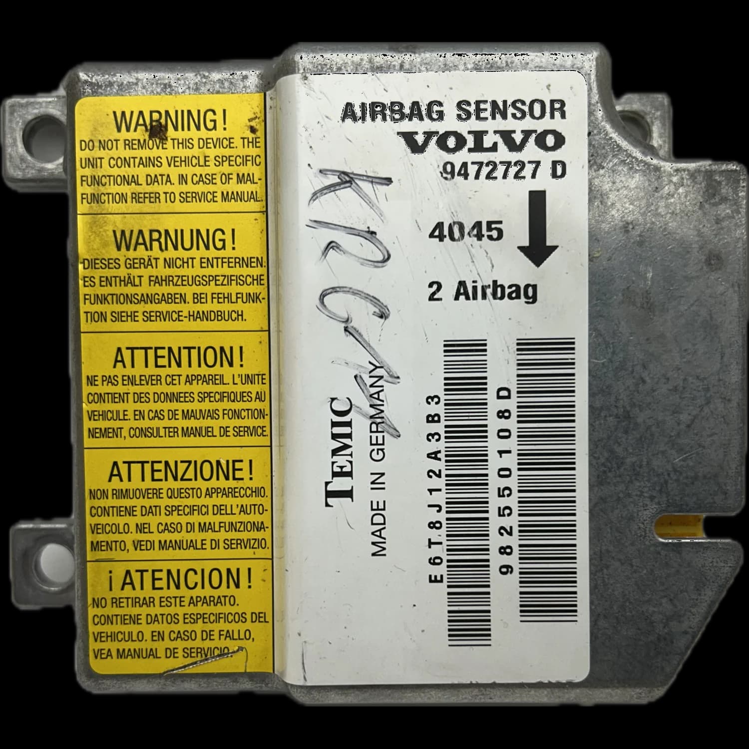 Airbag-Steuergerät 9472727D, Etikett