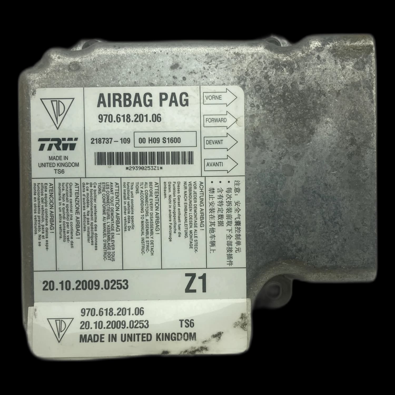 Airbag-Steuergerät 970.618.201.06, Etikett