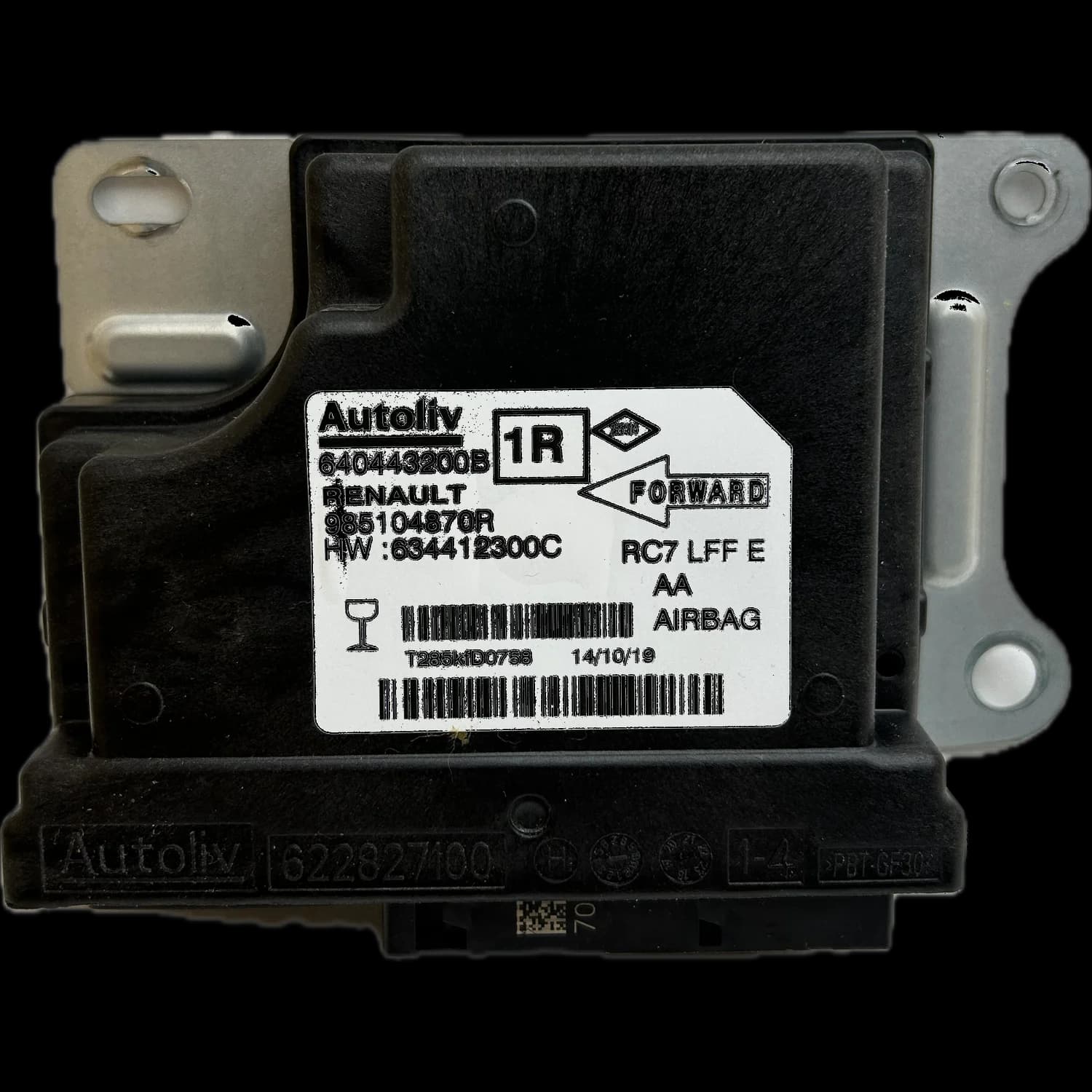 Calculateur airbag 985104870R, Étiquette