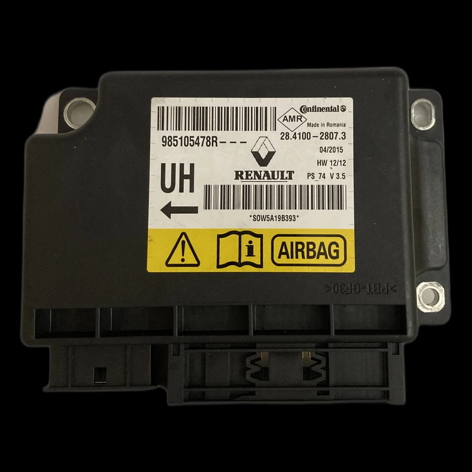 Calculateur airbag 985105478R, Étiquette