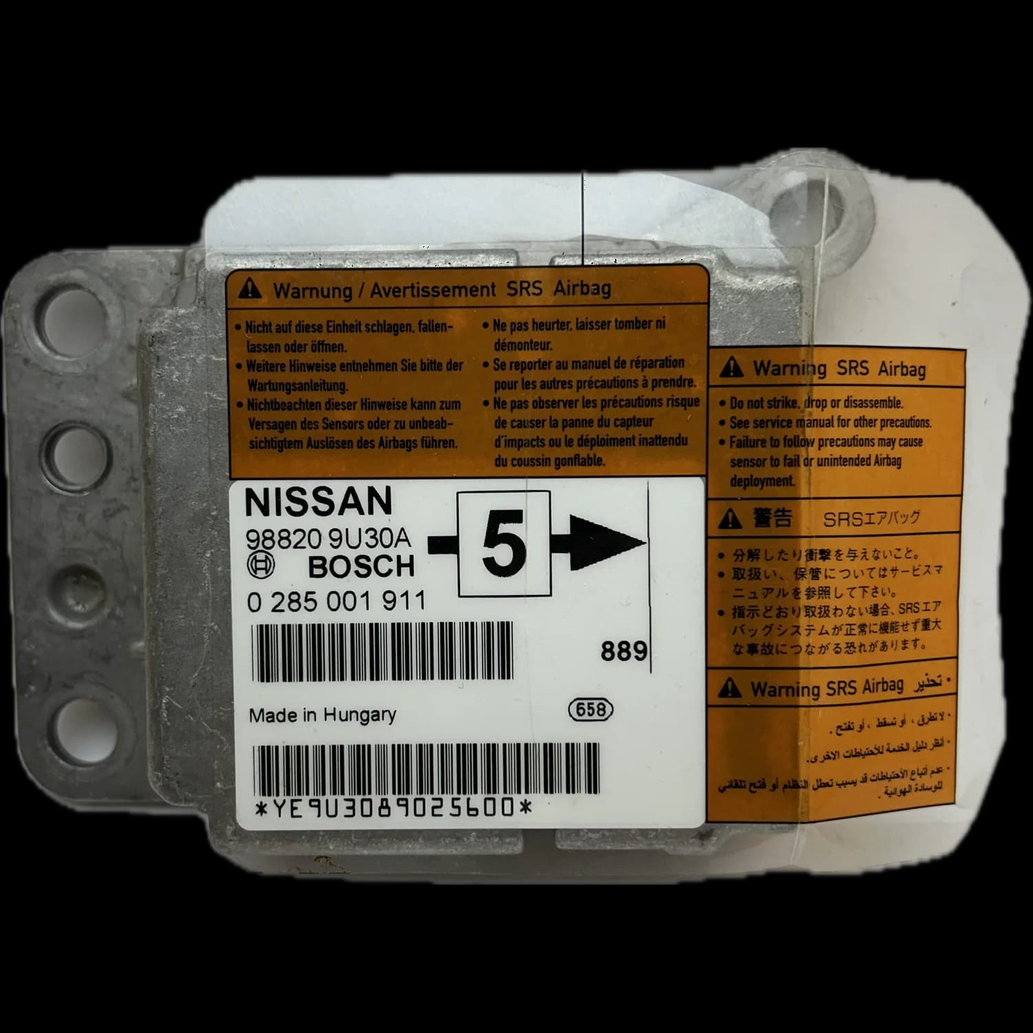Calculateur airbag 988209U30A, Étiquette