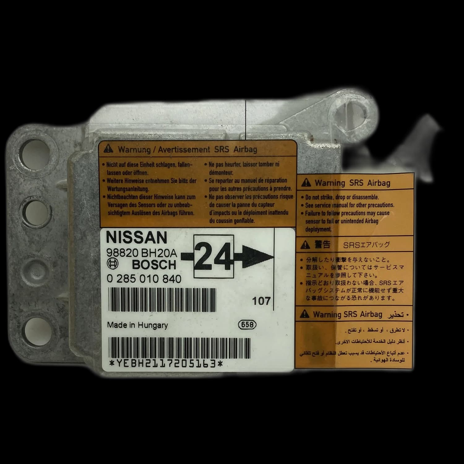Calculateur airbag 98820 BH20A, Étiquette