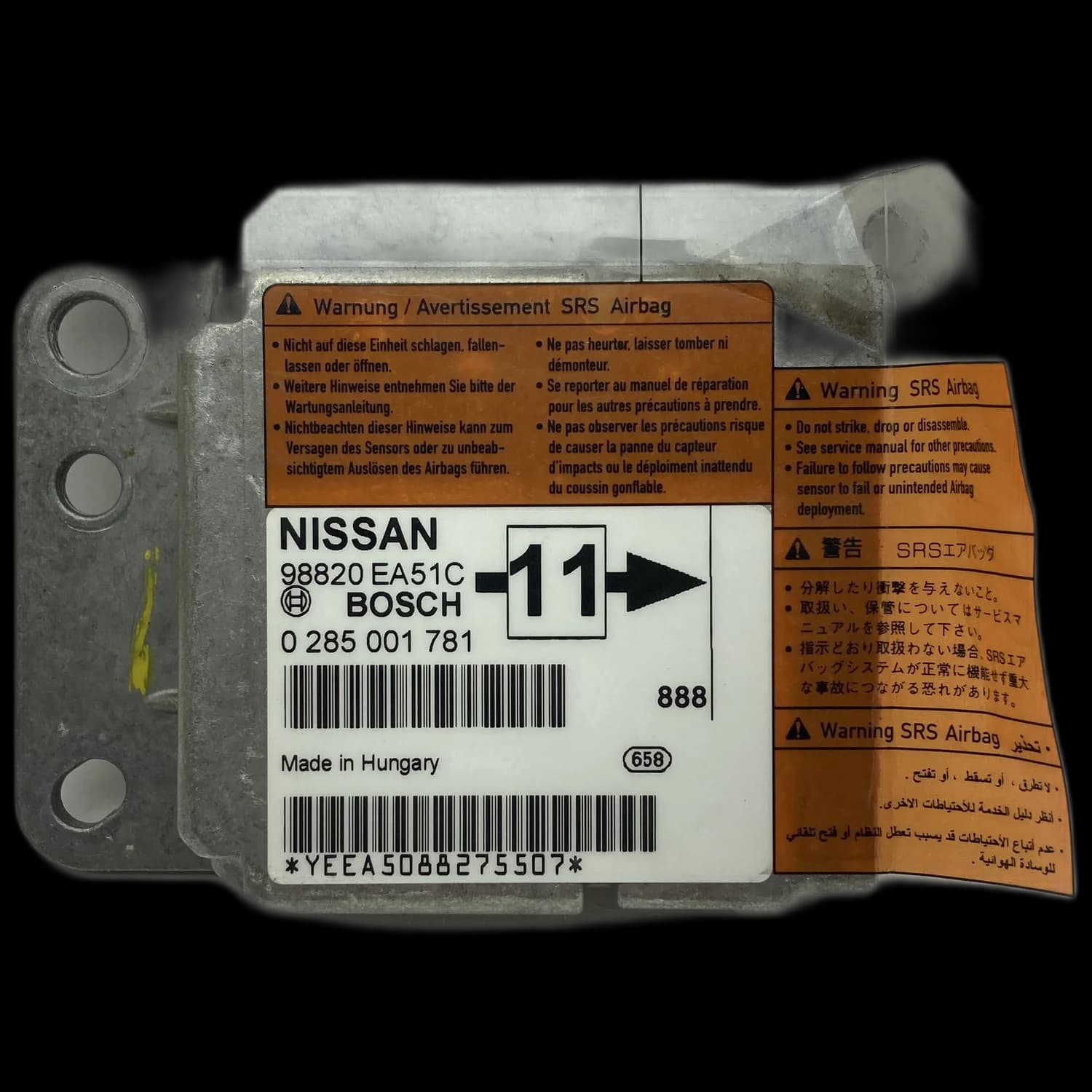 Calculateur airbag 98820 EA51C, Étiquette